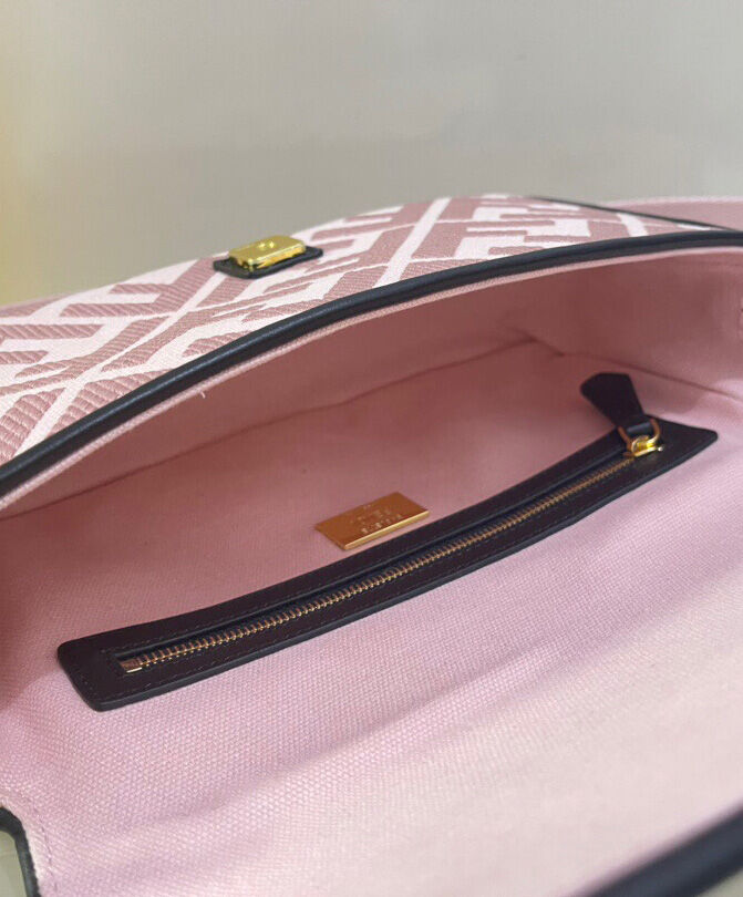 Fendi Baguette FF Canvas Bag 8BR600 Pink